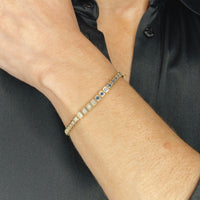 Half Sapphire & Half Diamonds Gold Bracelet