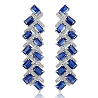 Kyanite & Diamond Long Earrings