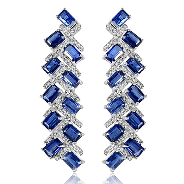Kyanite & Diamond Long Earrings