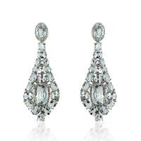 Long Aquamarine & Diamonds Earrings  11.33 Diamond: 2.45 ct Aquamarine: 19.30 ct Silver with Rhodium Plated weight: 11.33 grams