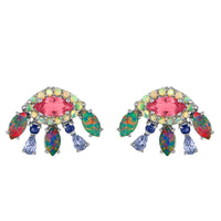 14K White Gold Earrings with Marquise, Opal and Emerald  Studs Emerald: 0.68ct Opal: 0.64ct Post Back Closure