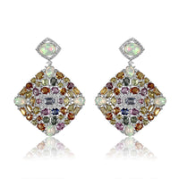 Opal & Multi Sapphire Radiant Earrings