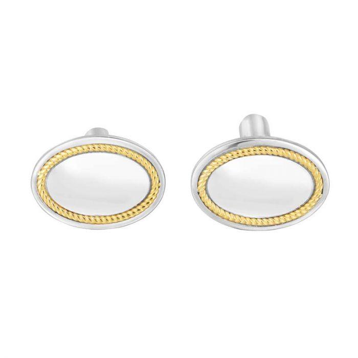 Oval Cufflinks 18K Gold & Sterling Silver - Adriana Fine Jewelry