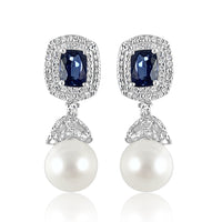 Pearl with Kyanite & Diamond Earrings
