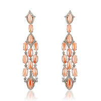 Pink Coral & Diamond Cascade Earrings