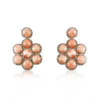 Pink Coral & Diamond Earrings  Diamond: 2.56 ct Pink Coral: 33.31 ct Silver with Rhodium Plated weight: 10.69 grams