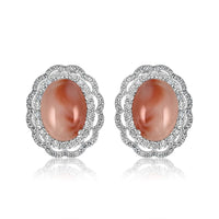 Pink Coral with Diamond Stud Earrings