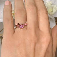 Pink Sapphire & Tourmaline Together with Diamond Ring