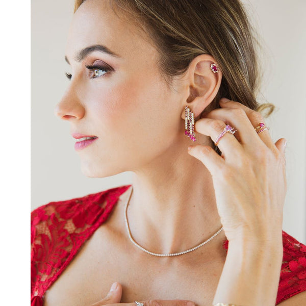 Ruby & Diamond Cascade Earrings