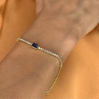 Sapphire Center & Diamonds 14K Yellow Gold Bracelet