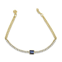 Sapphire Center & Diamonds 14K Yellow Gold Bracelet