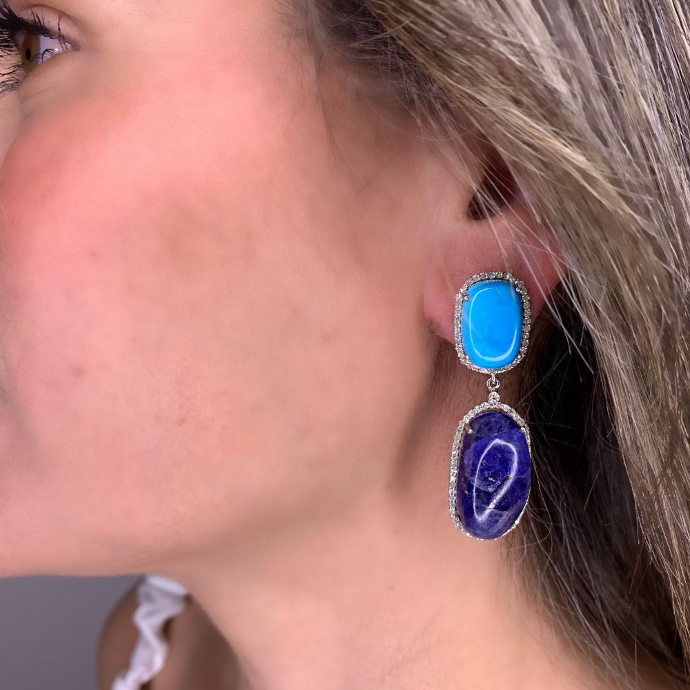 Products Sleeping Beauty Turquoise & Tanzanite Earrings