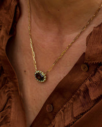 Smoky Topaz Pendant with Paperclip Necklace