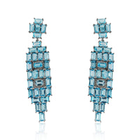 Swiss Blue Topaz  Baguette Earrings