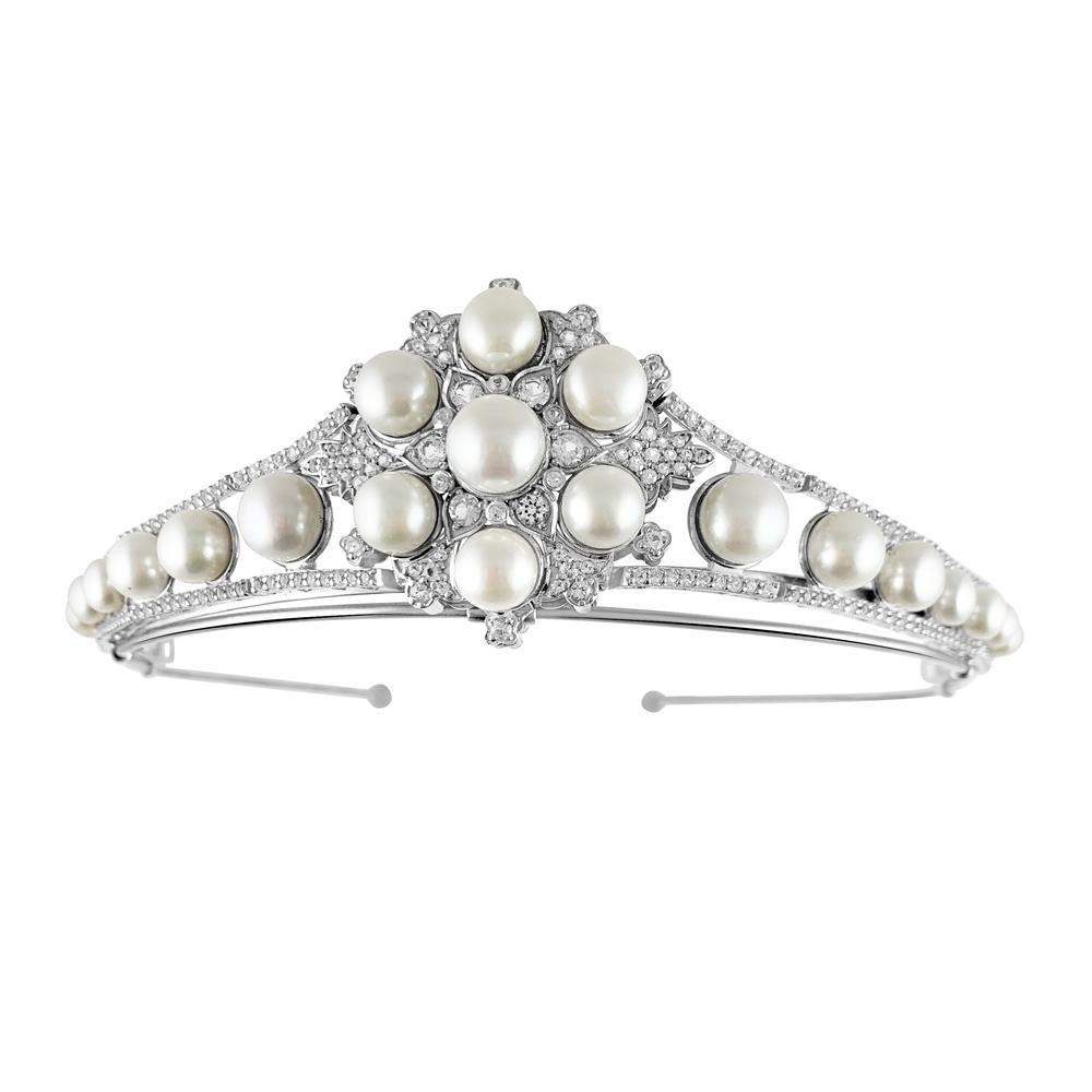 TIARA with Pearls & White Topaz – Adriana Fine Jewelry