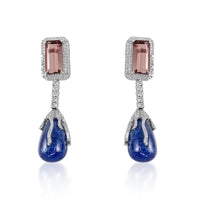 Tanzanite & Tourmaline Diamonds Earrings