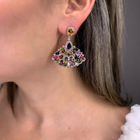 Tourmaline with Diamond Fan Style Earrings