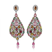 Tourmaline with Diamond Long Vintage Earrings