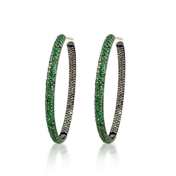 Tsavorite & Diamonds Hoops