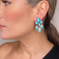 Turquoise &  Blue Sapphire Lotus Earrings