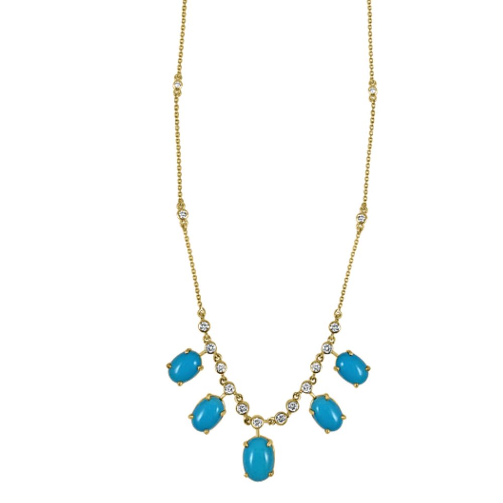 Turquoise Drops & Diamonds Necklace