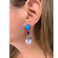 Turquoise & Kyanite Pearl Barroque Earrings