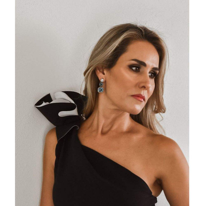 Emerald & Blue Topaz Diamonds Earrings