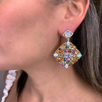 Opal & Multi Sapphire Radiant Earrings
