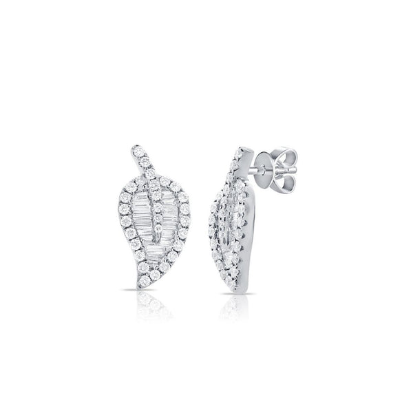 Beautiful for every day.  14K White Gold weight: 2.08 grams 29 Baguettes: 0.25 ct 56 Diamonds: 0.28 Gold Post 
