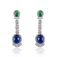 Vintage Emerald, Tanzanite & Diamond Earrings