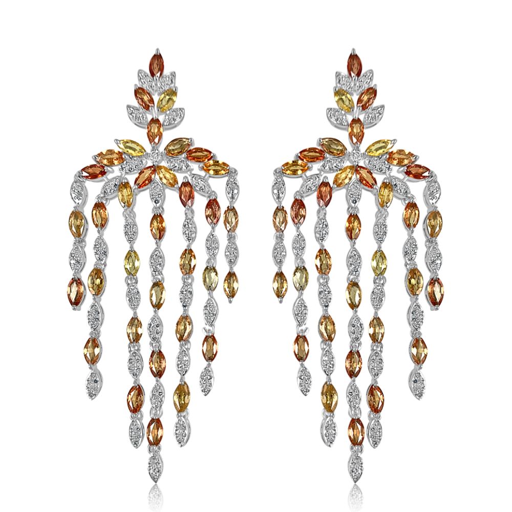 Yellow Sapphire & Diamond Marquise Cut Earrings
