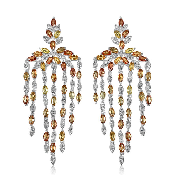 Yellow Sapphire & Diamond Marquise Cut Earrings