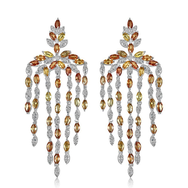 Yellow Sapphire & Diamond Marquise Cut Earrings