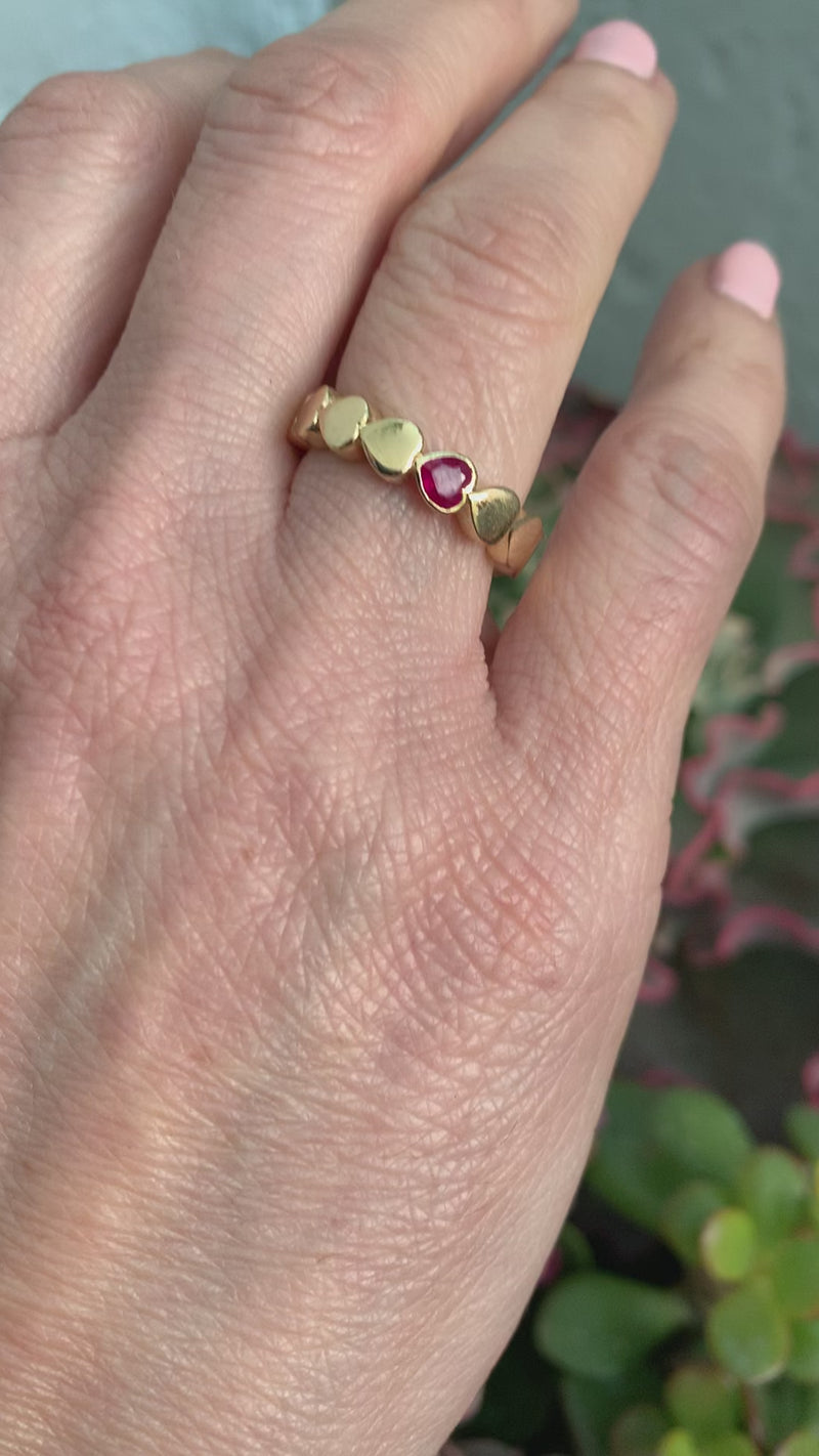 14K Yellow Gold & Ruby Heart Ring