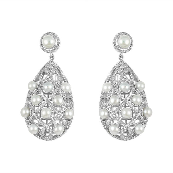 Pearls & Diamond Long Drop Earrings