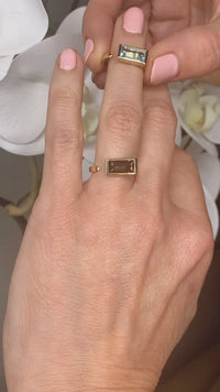 Smoky Topaz Open Rectangle 14K Yellow Gold Ring