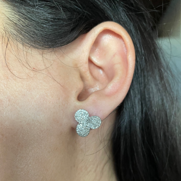 Flower Studs 14K White Gold Diamonds