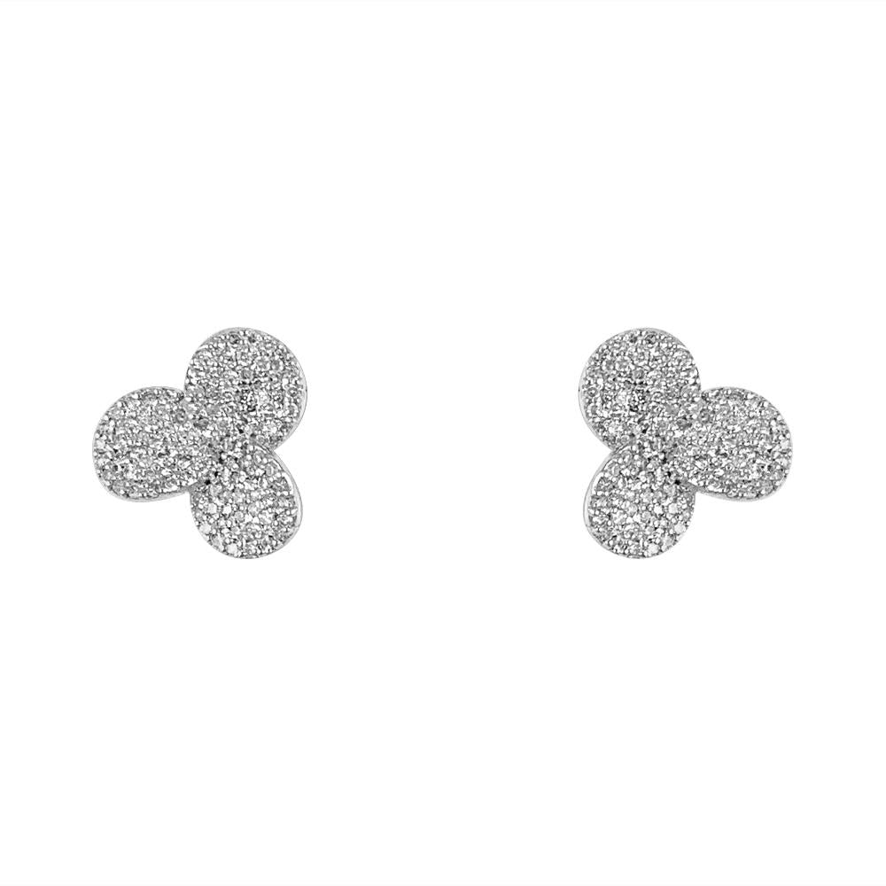 Flower Studs 14K White Gold Diamonds