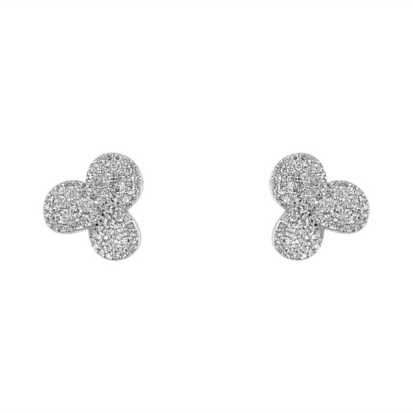 Flower Studs 14K White Gold Diamonds