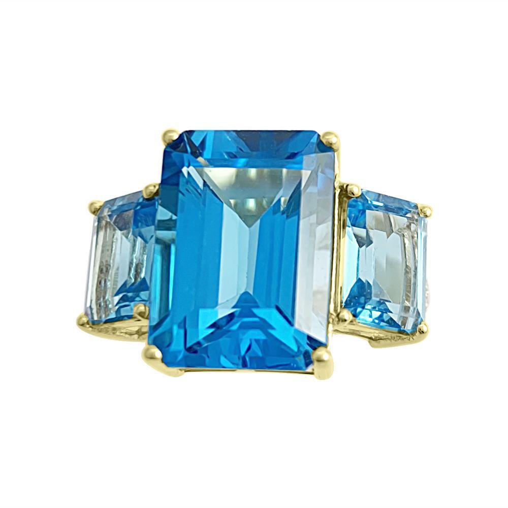 London Blue Topaz Ring in 14K Yellow Gold